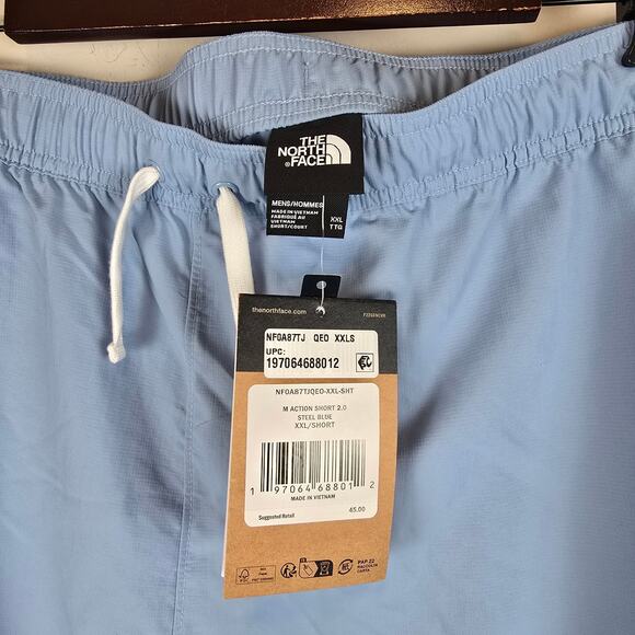 The North Face Mens Size XXL Action Shorts 2.0 5" Inseam Steel Blue Flash Dry - Picture 2 of 3